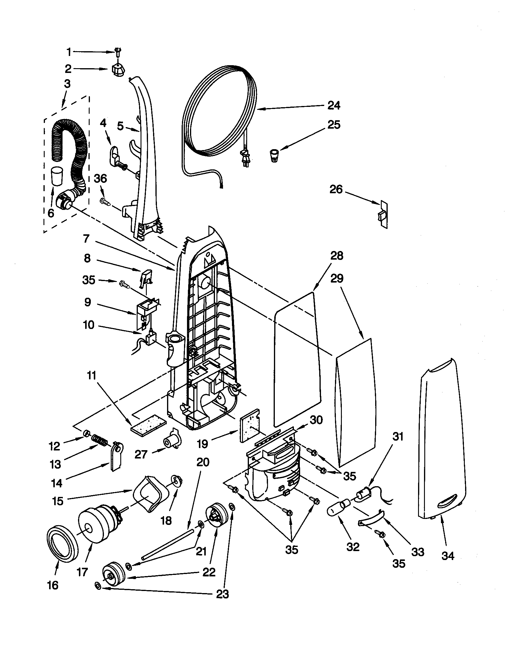 Dust compartment/motor