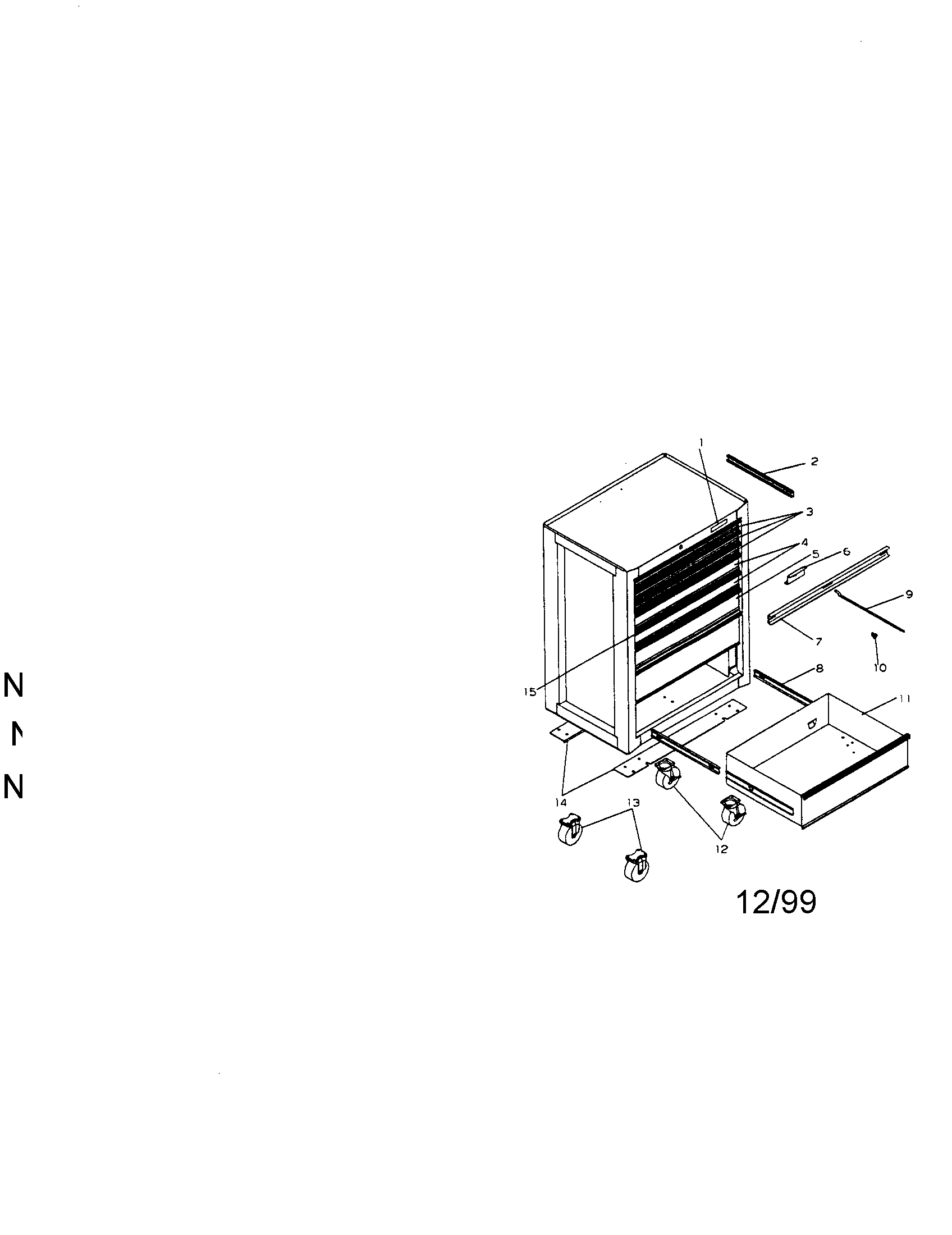 8 drawer roll-away