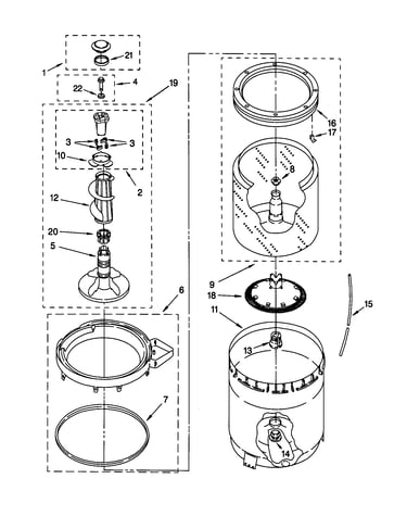 Agitator, basket and tub