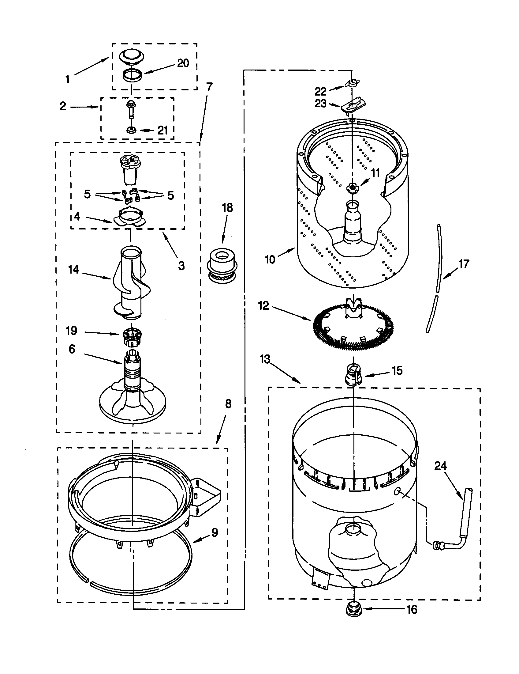 Agitator,basket, tub
