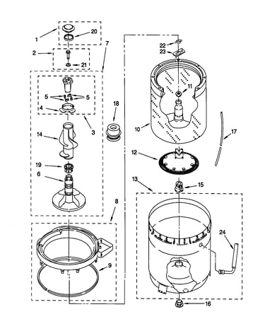 Agitator,basket, tub