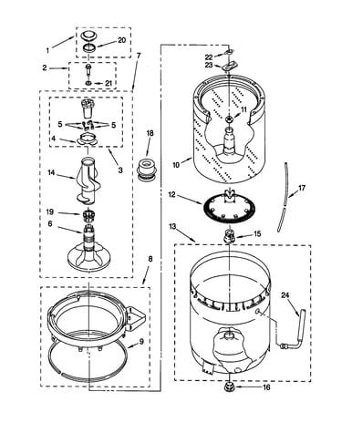 Agitator, basket and tub