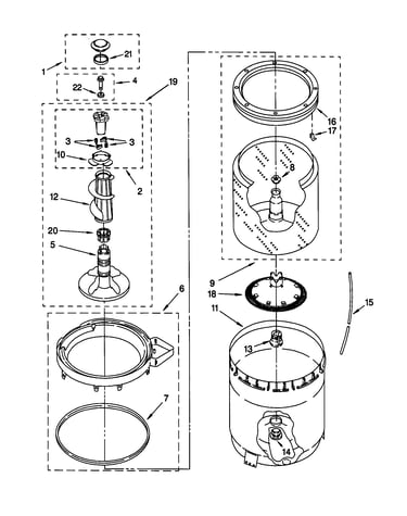 Agitator, basket and tub
