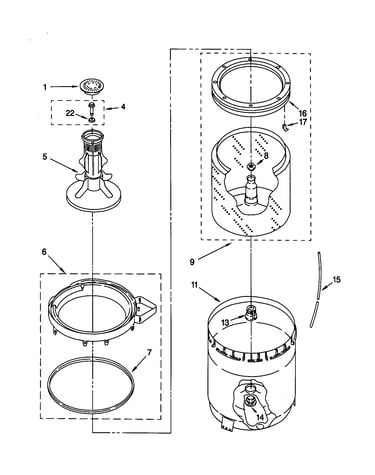 Agitator, basket and tub