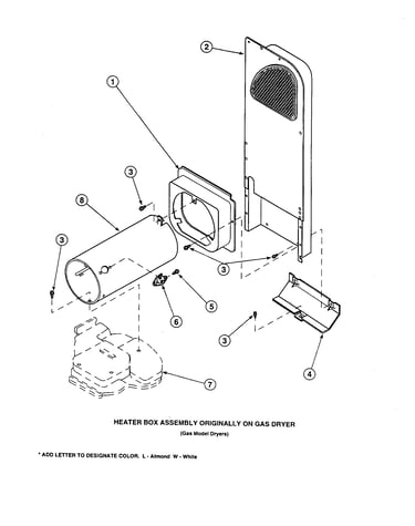 Heater box assembly (gas dryer)