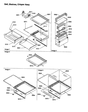 Deli, shelves, crisper assembly