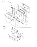 Oven door and storage