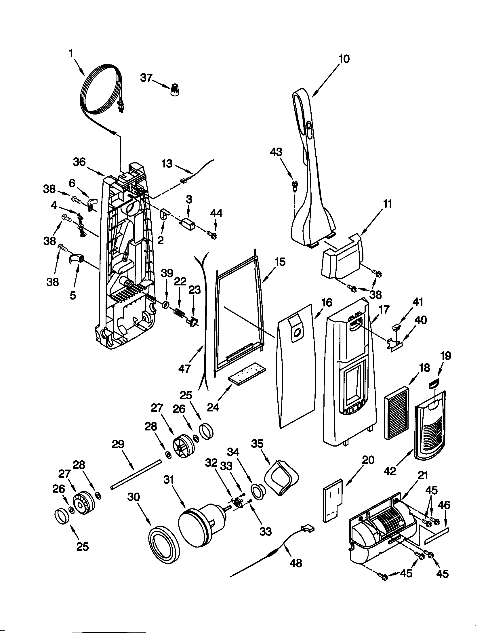 Dust compartment and motor
