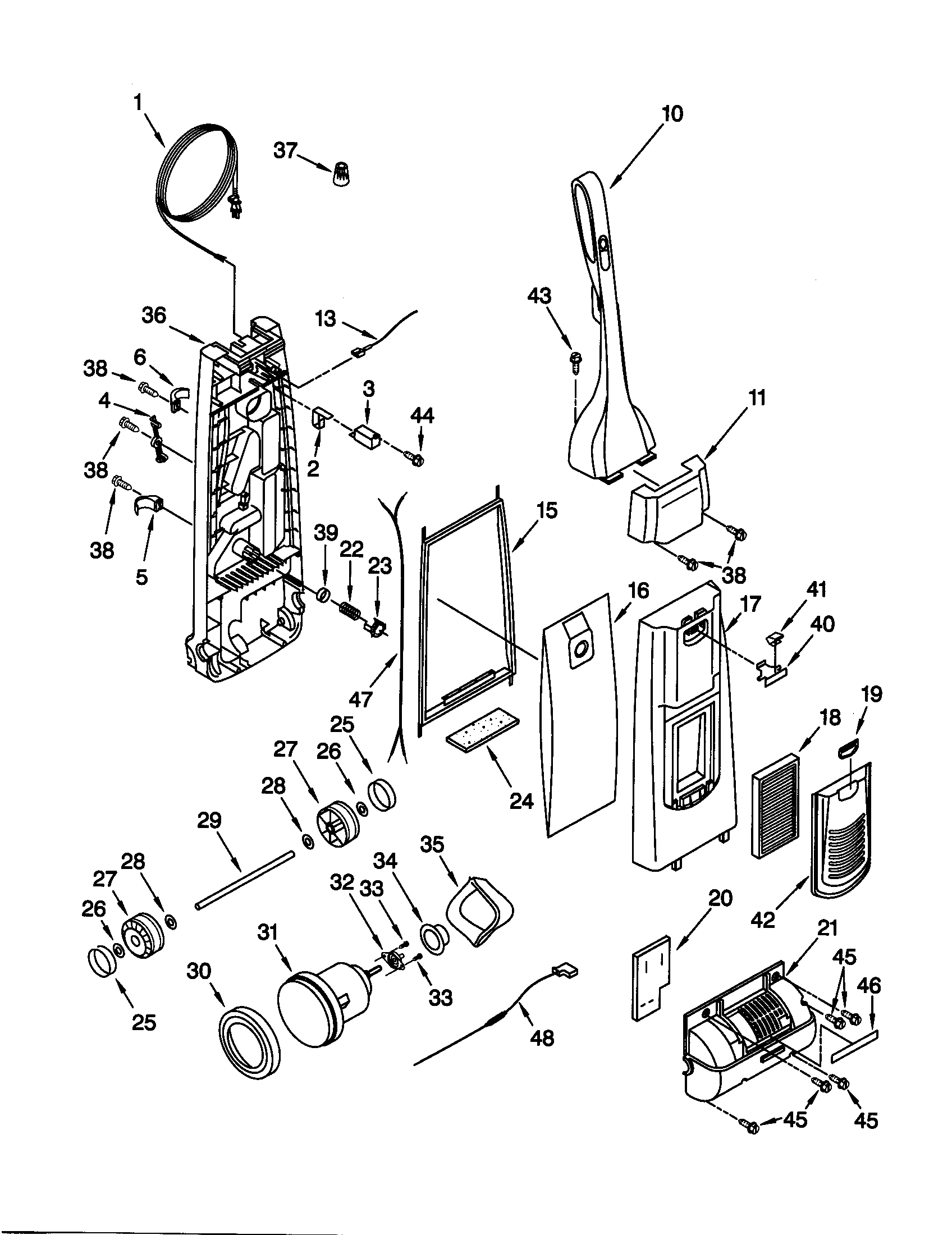 Dust compartment and motor