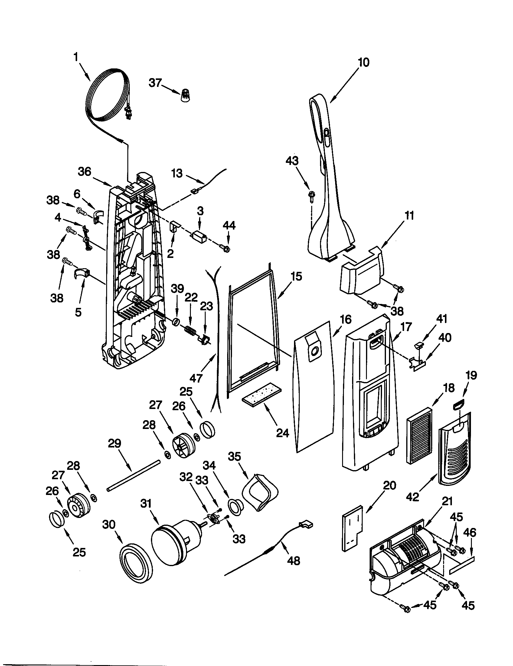 Dust compartment and motor