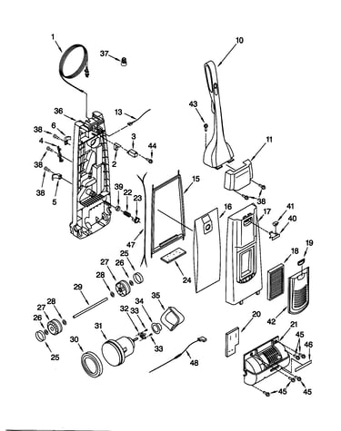 Dust compartment and motor