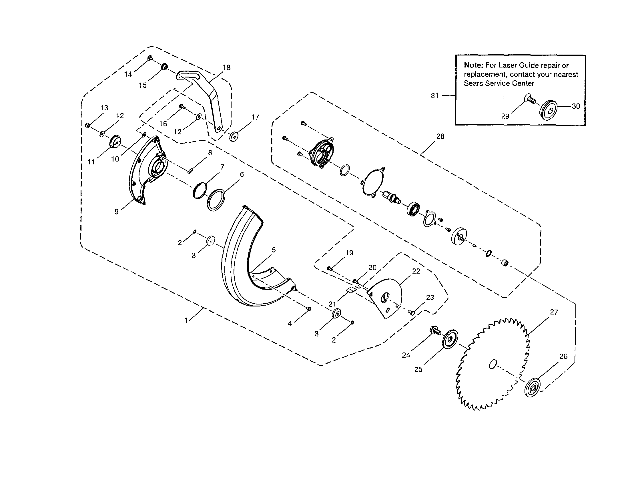 Lower blade guard/arbor