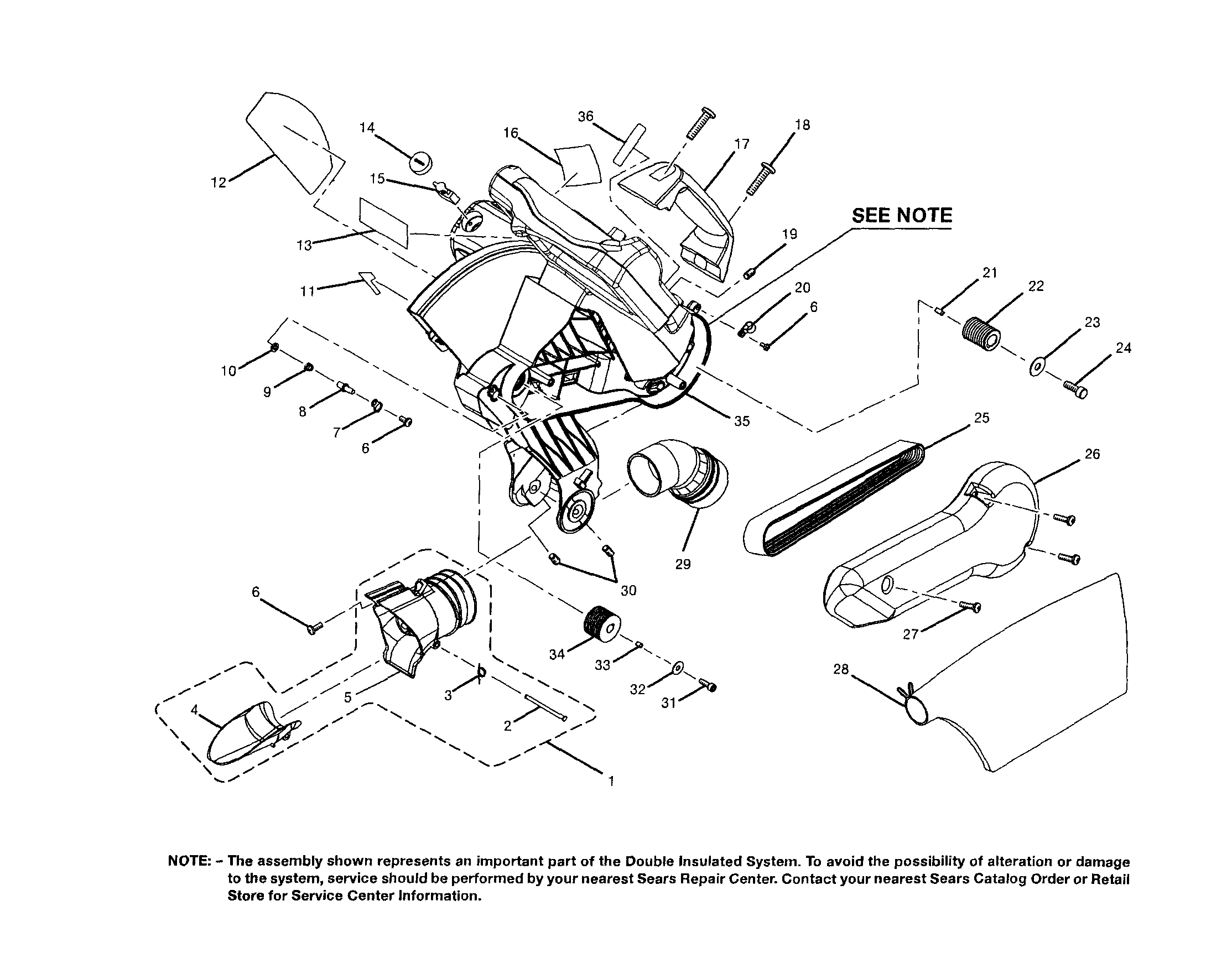 Dust chute/motor