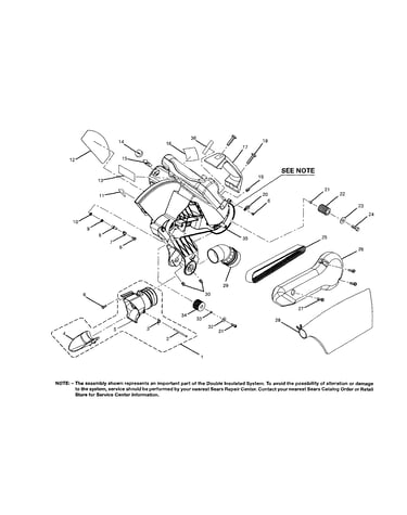 Dust chute/motor