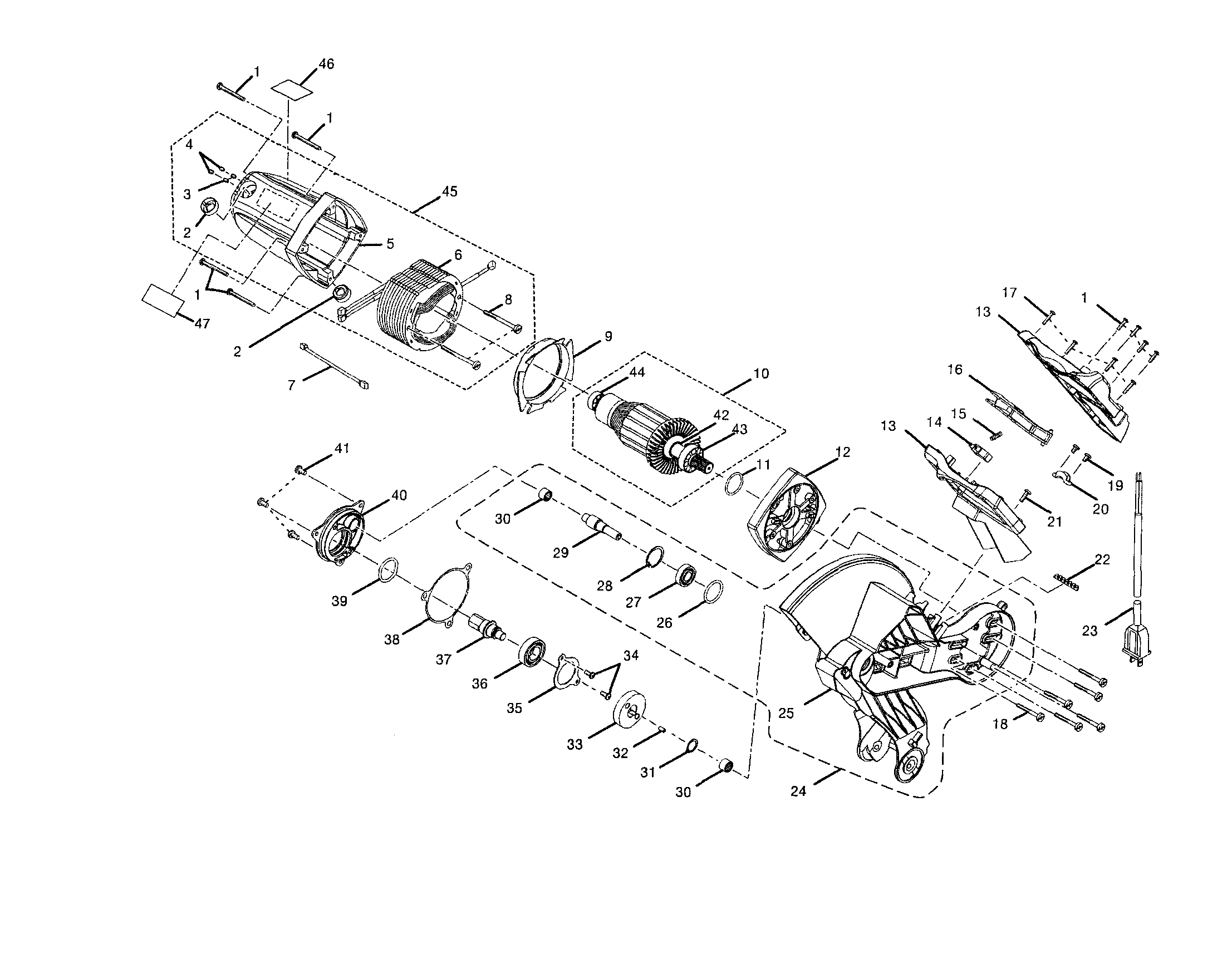 Upper arm/shaft/motor housing