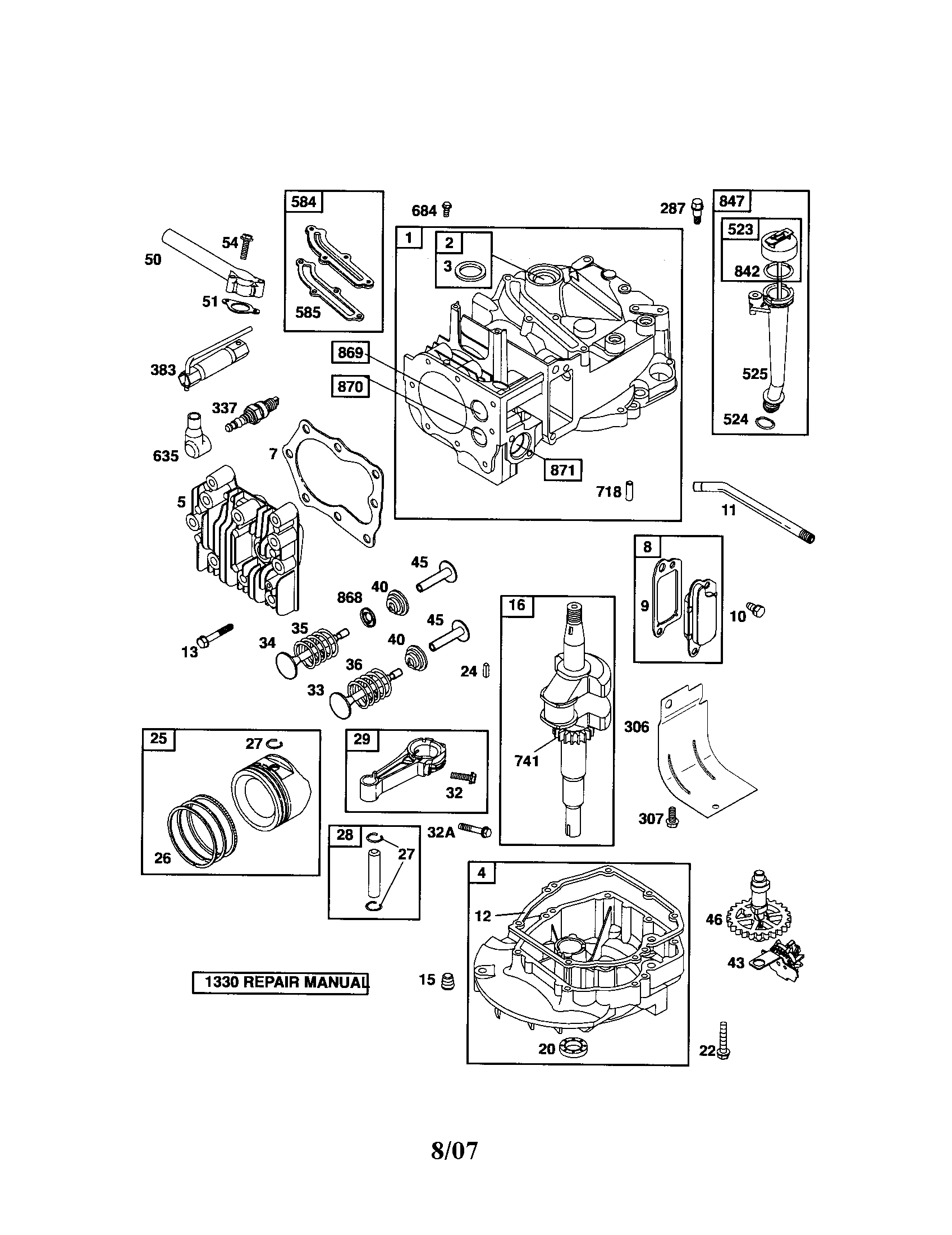 Cylinder/crankshaft/sump