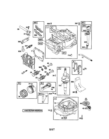Cylinder/crankshaft/sump