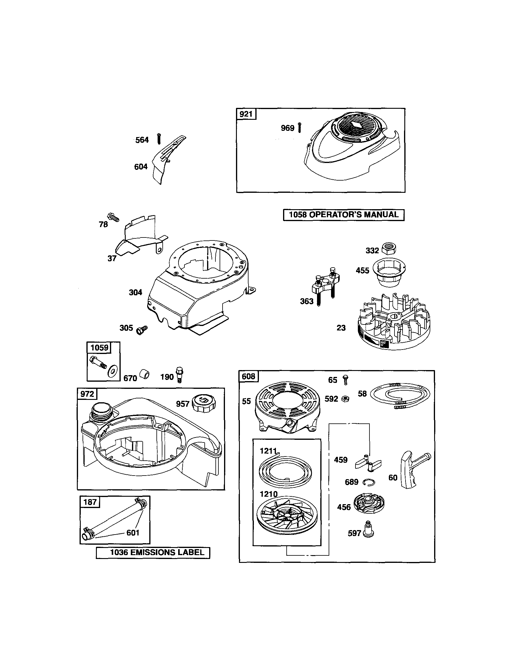 Rewind starter/fuel tank