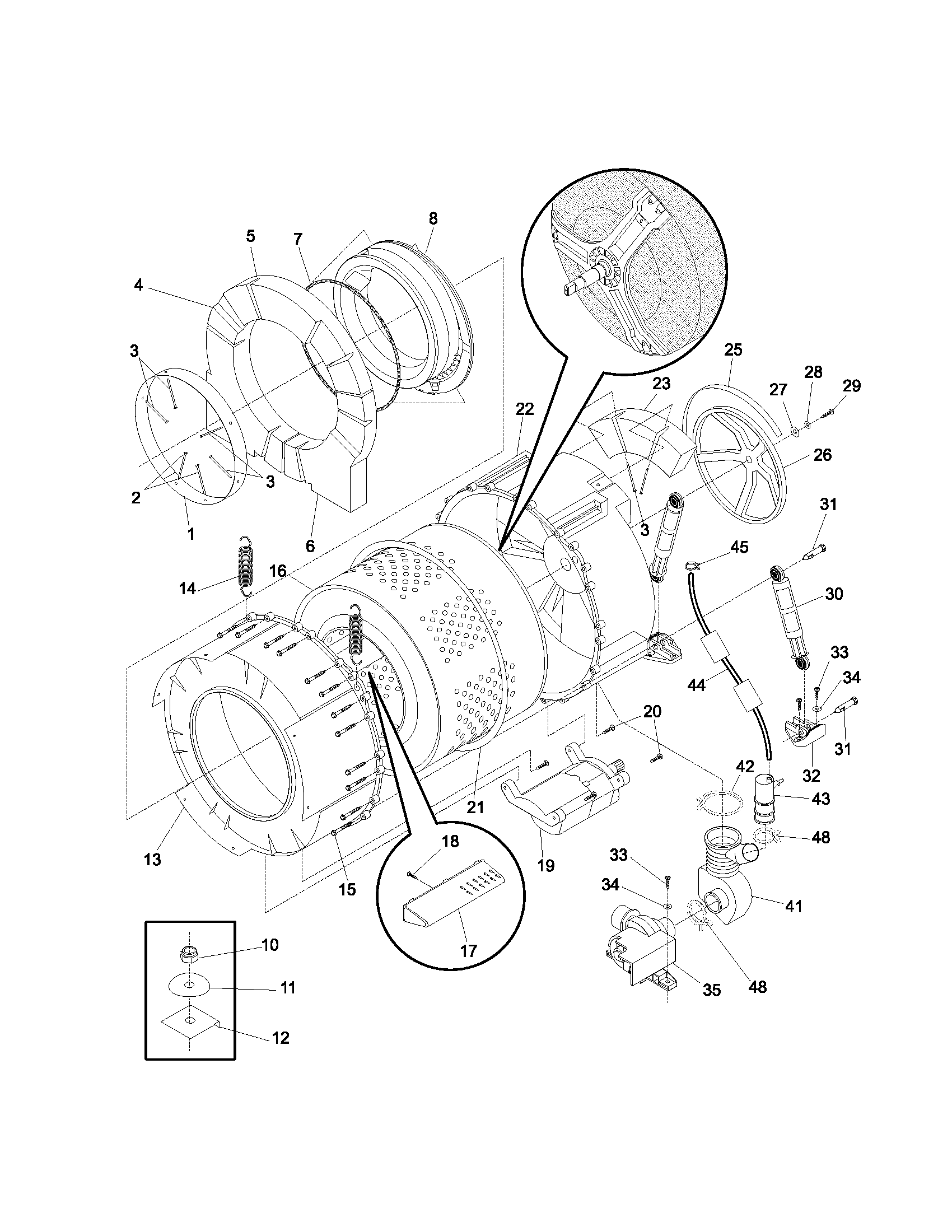 Wshr tub,motor