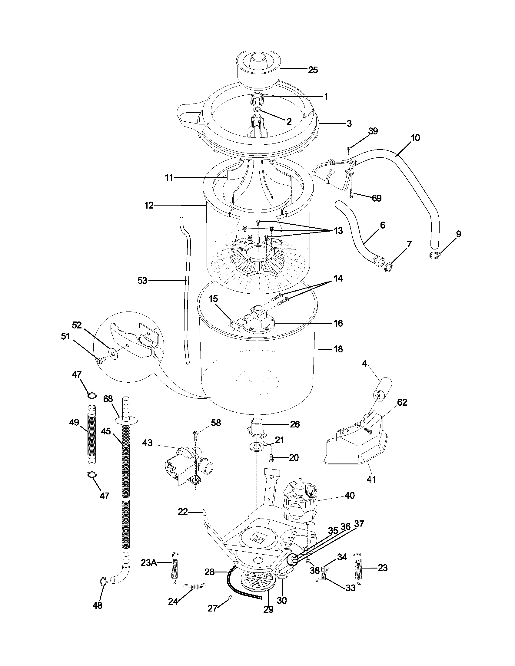 Wshr mtr,hose