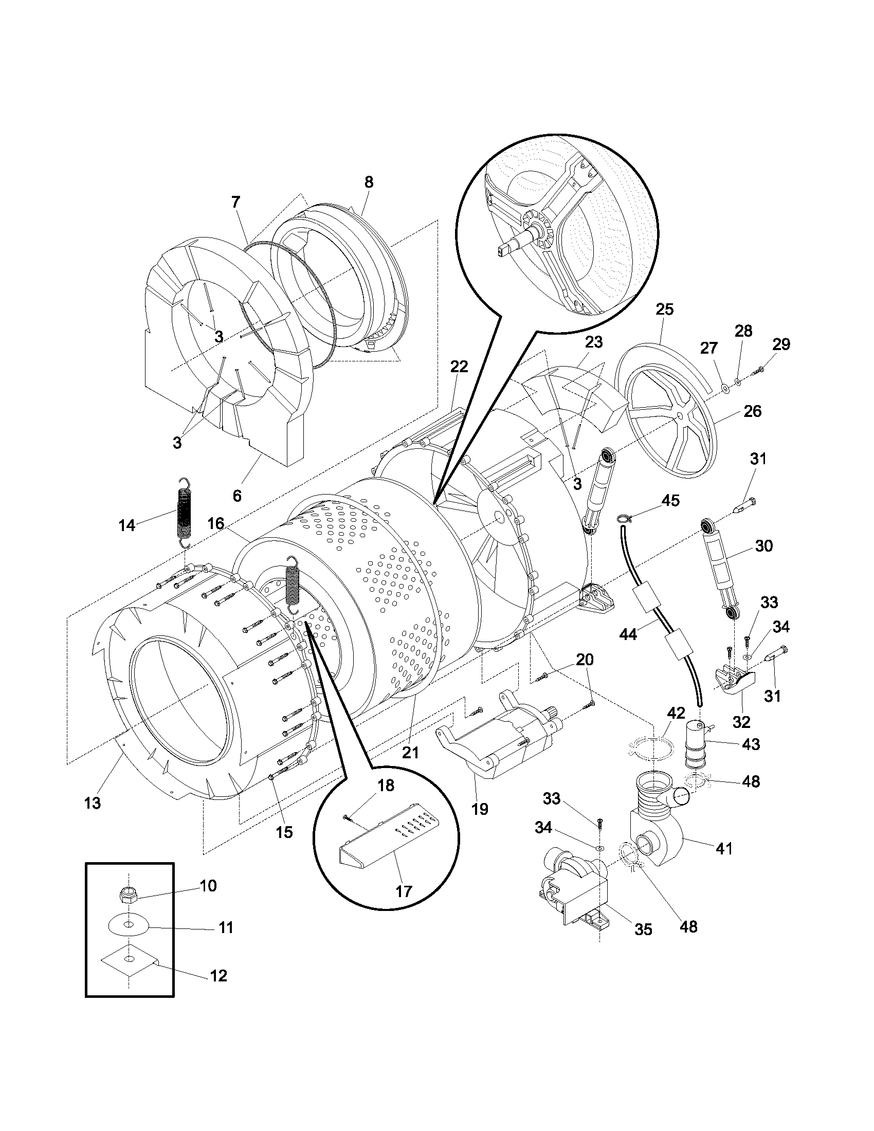 WSHR TUB,MOTOR