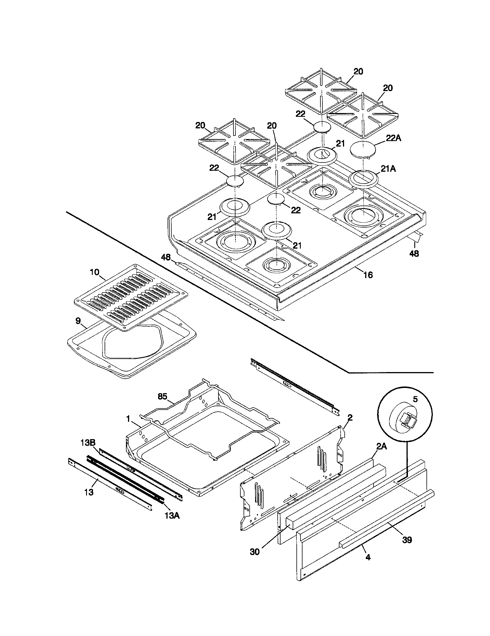 Cooktop/drawer
