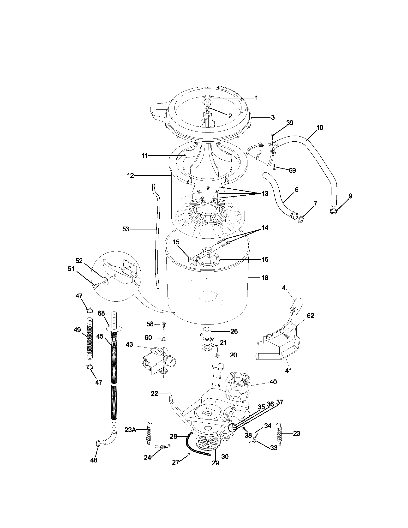 Wshr mtr,hose