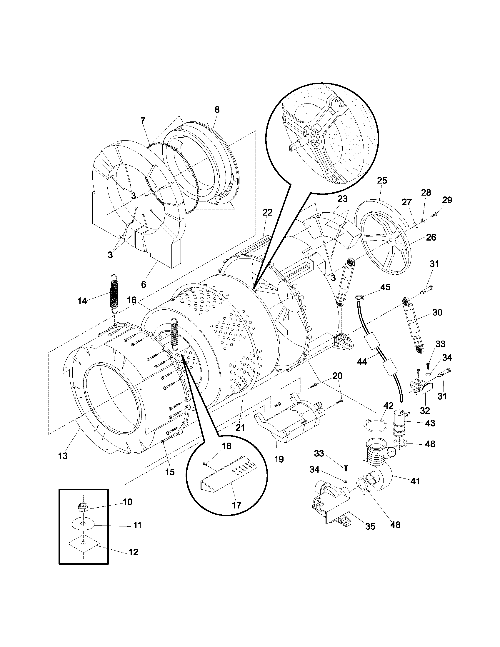 Wshr tub,motor