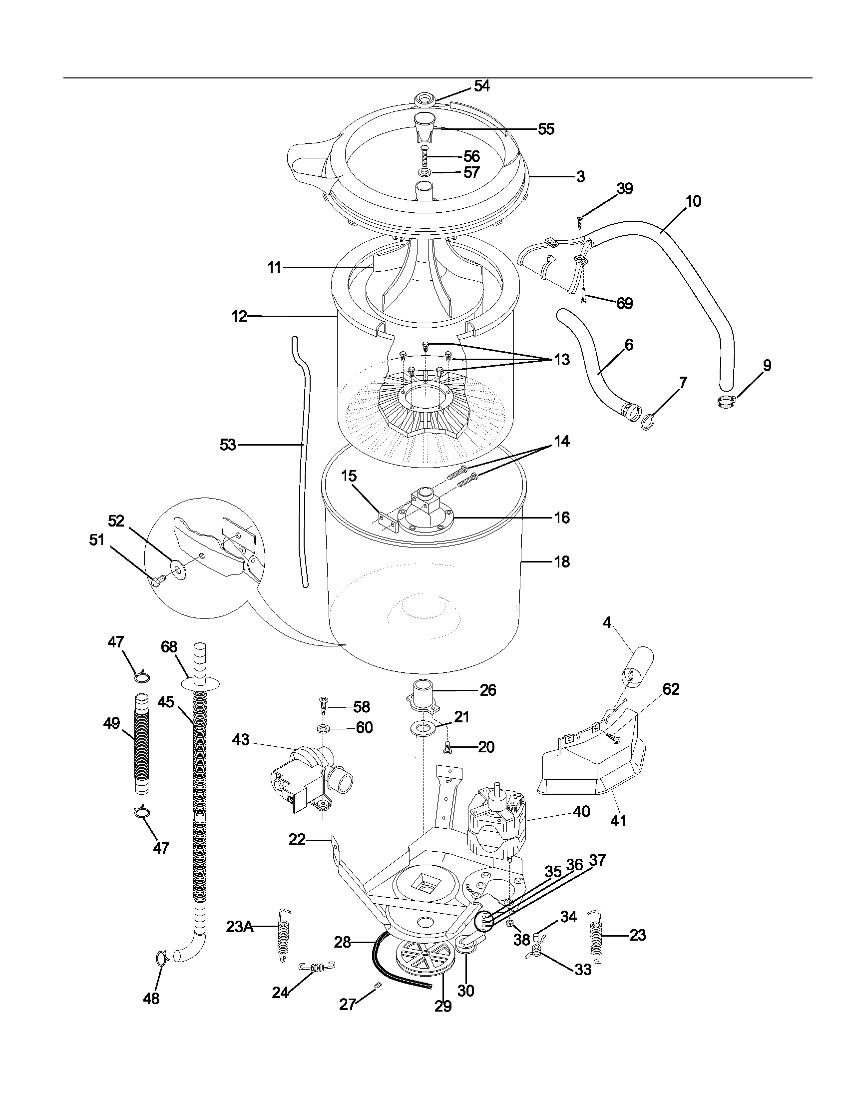 Wshr mtr,hose