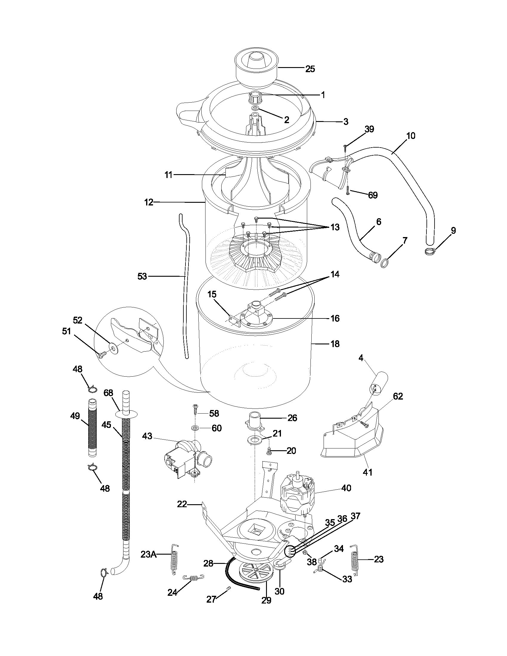 Wshr mtr,hose
