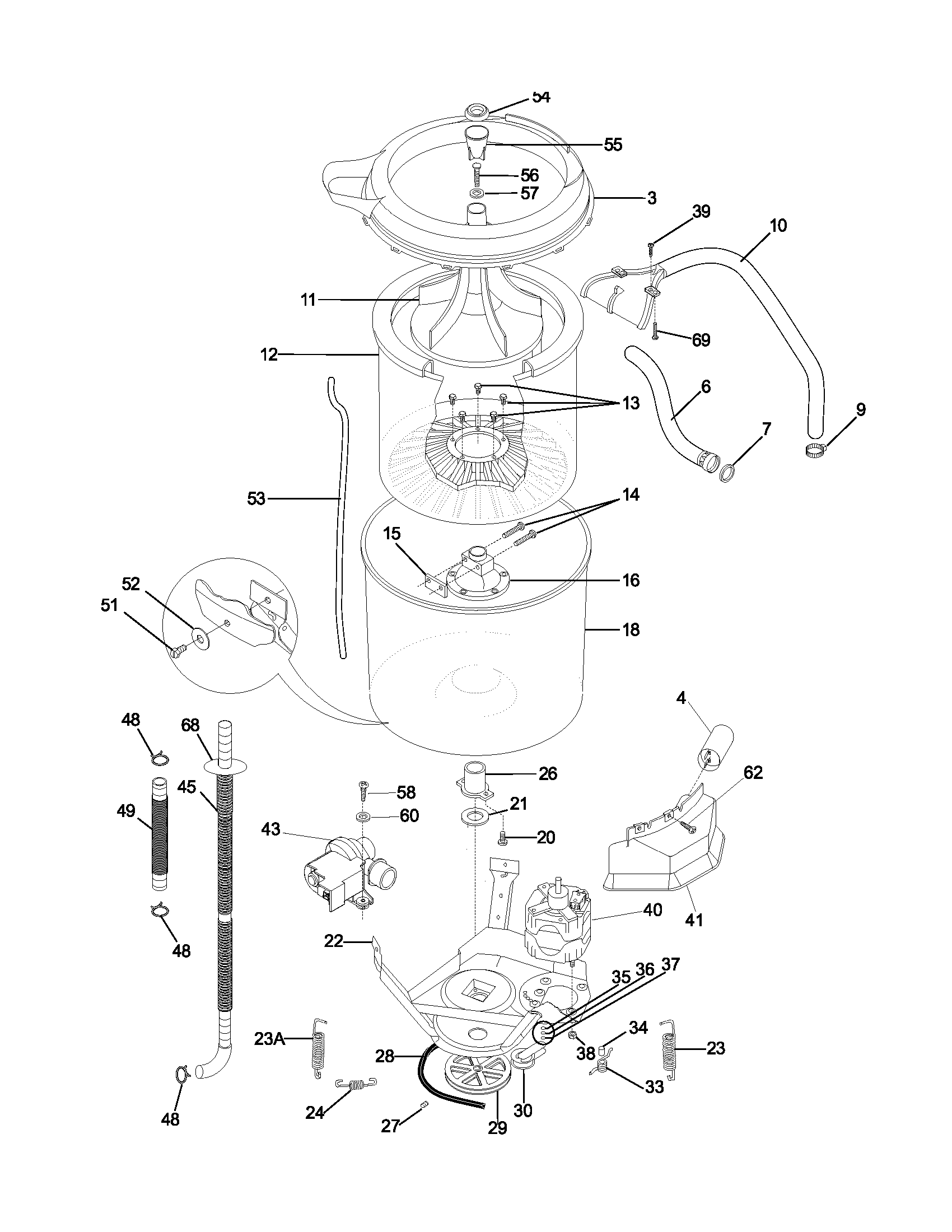 Wshr mtr,hose
