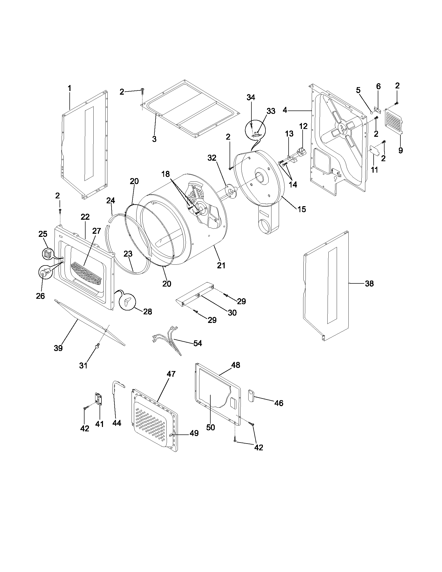 Upper cabinet/drum/heater