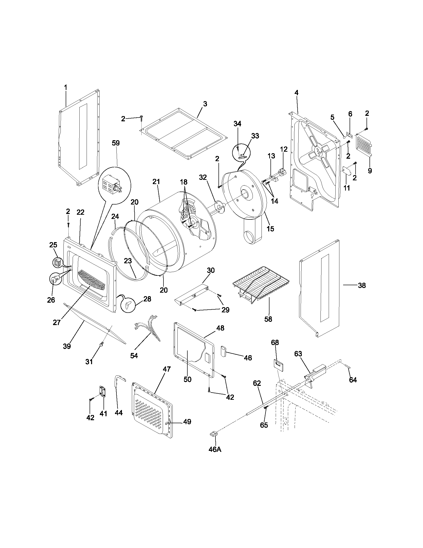 Upper cabinet/drum/heater