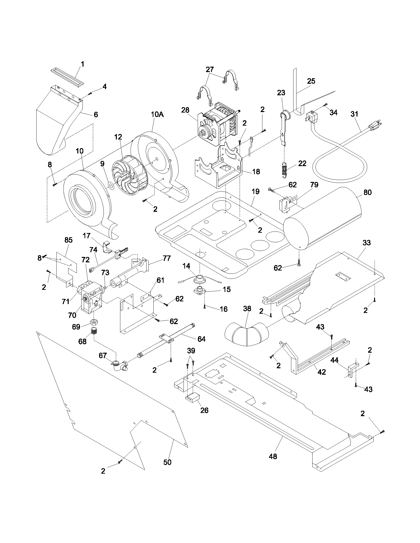 Motor/blower/belt