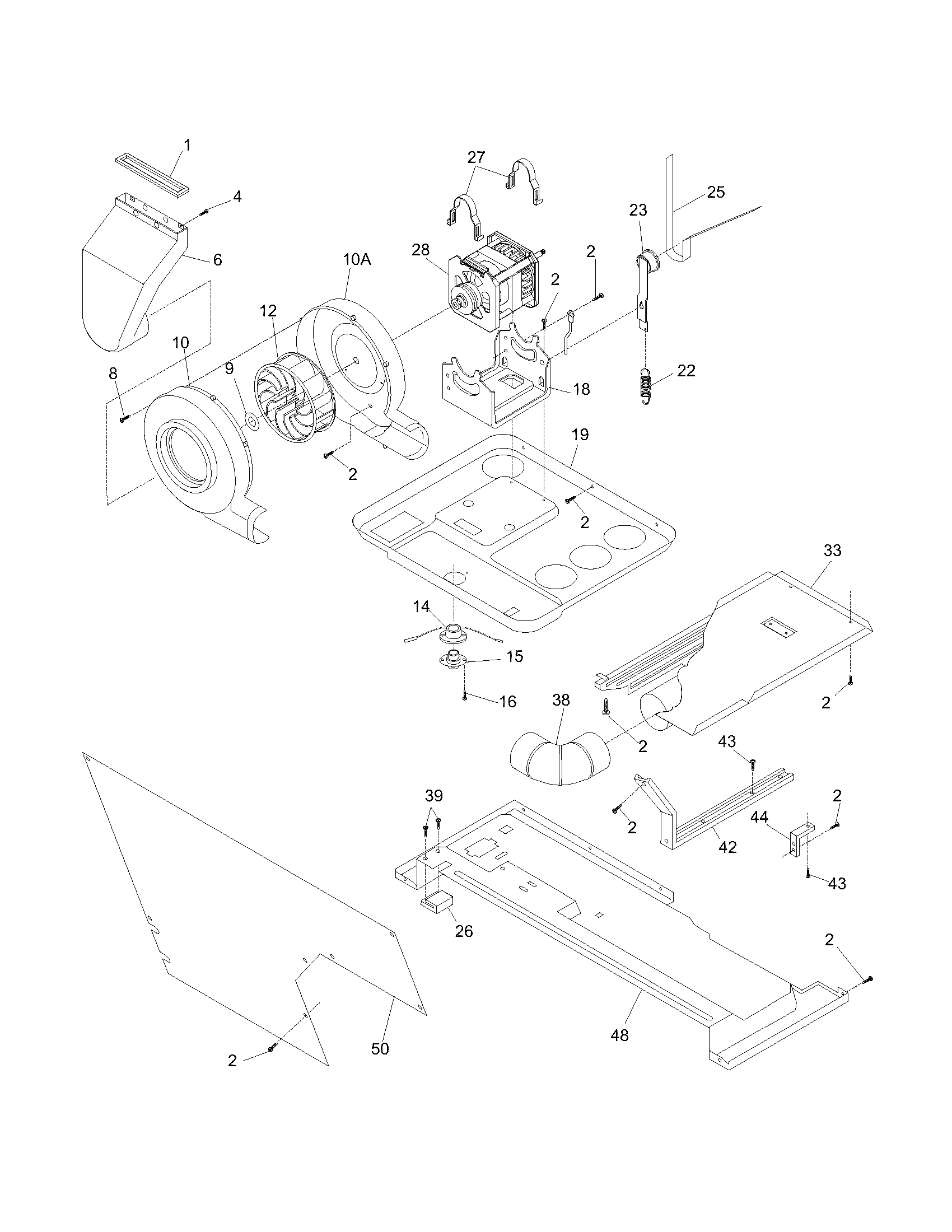Motor/blower/belt