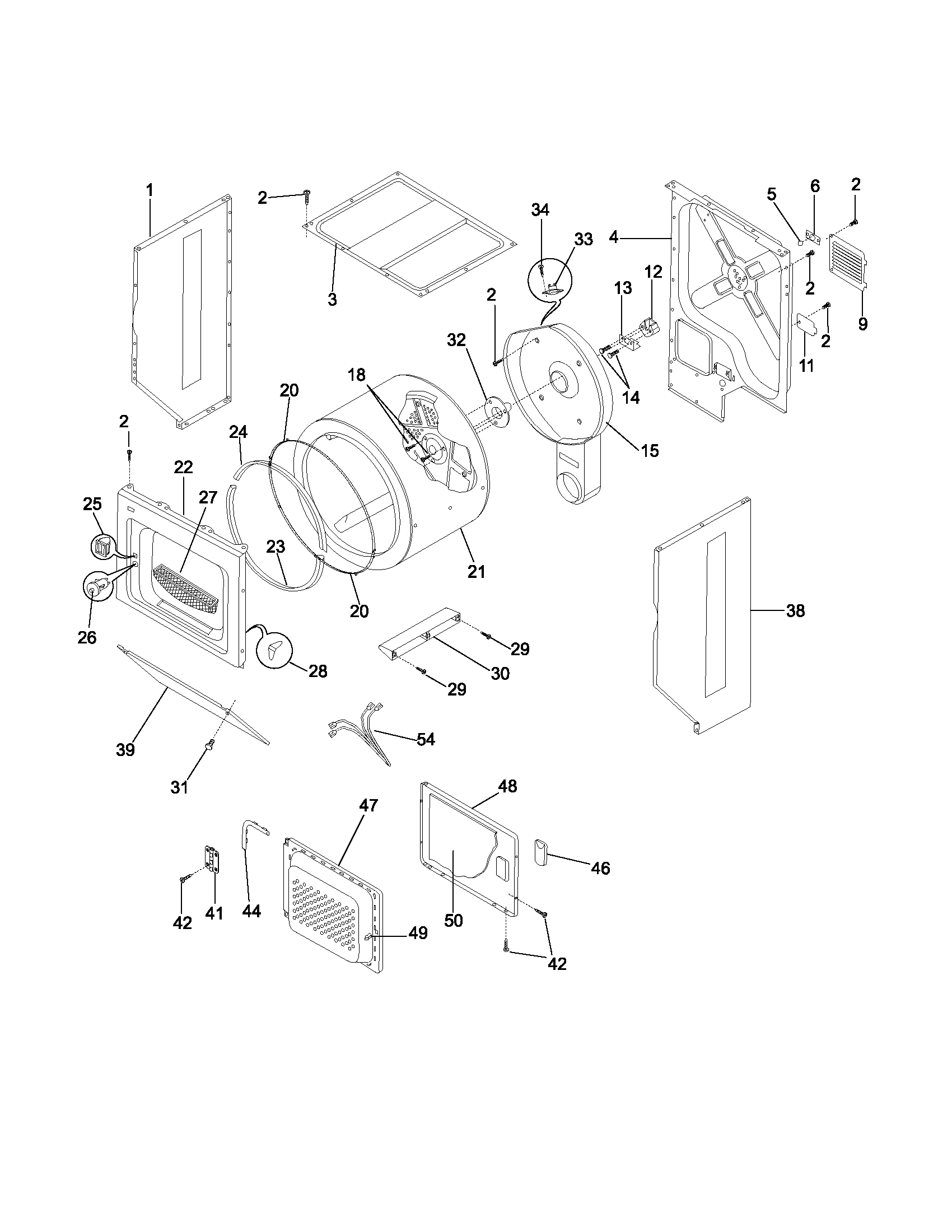 Upper cabinet/drum/heater