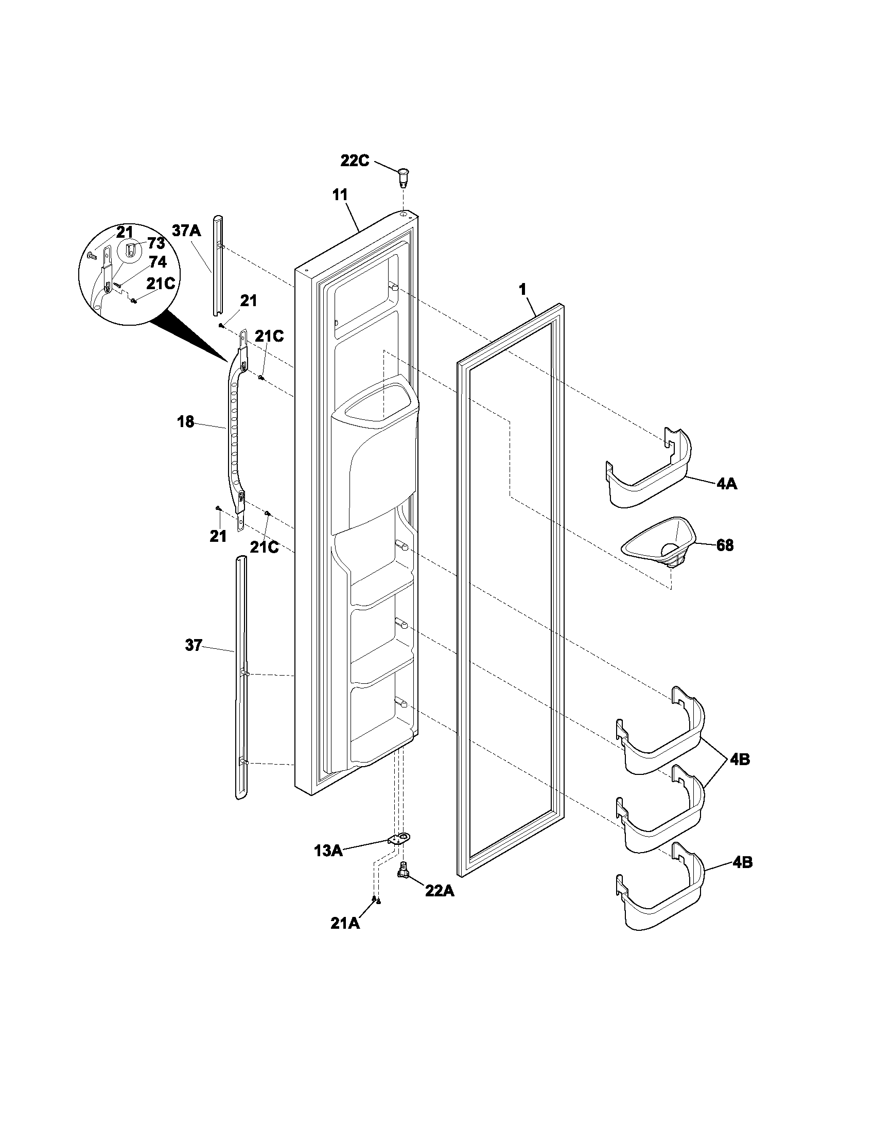 Freezer door