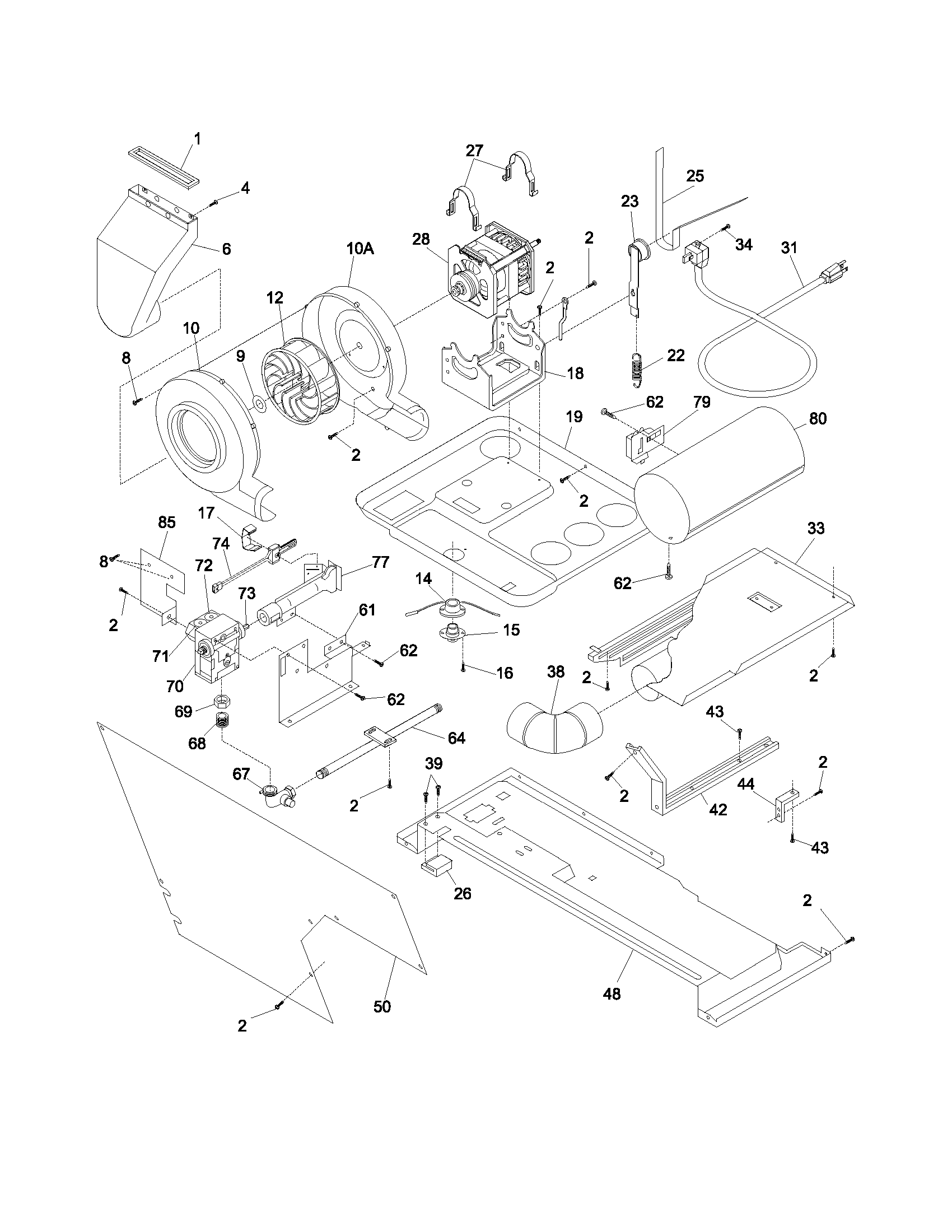 Motor/blower/belt