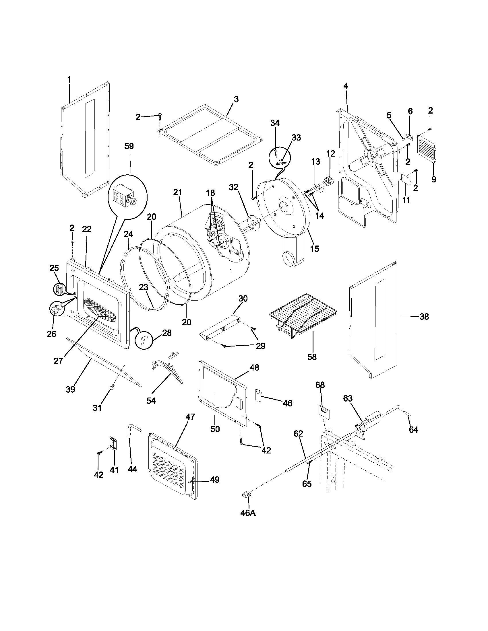 Upper cabinet/drum heater