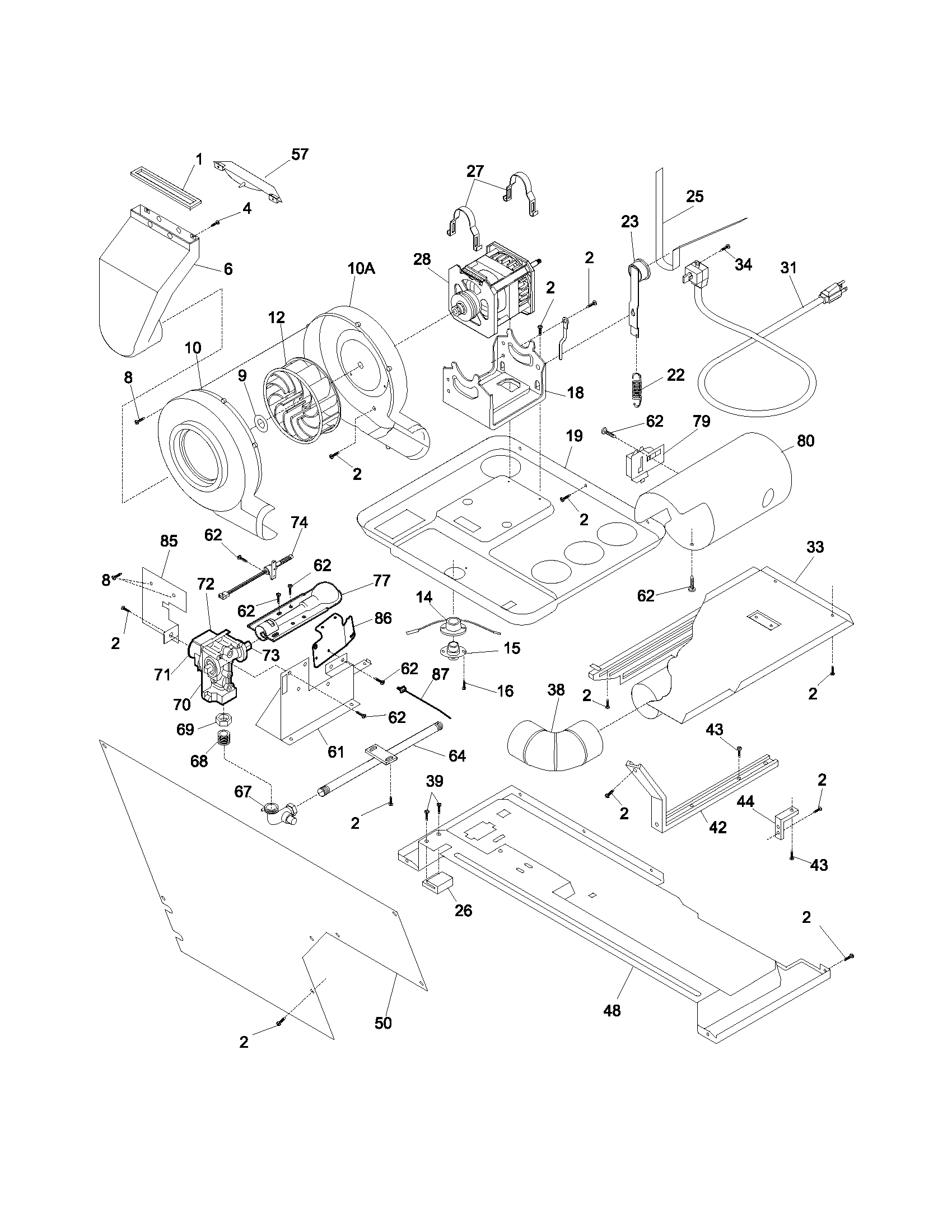 Motor/blower/belt