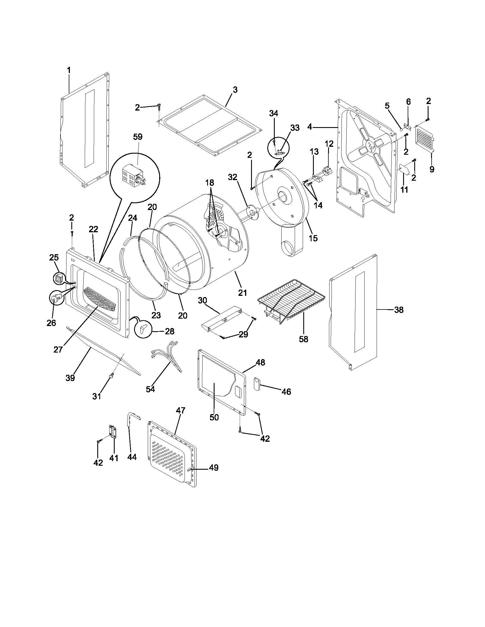 Upper cabinet/drum heater