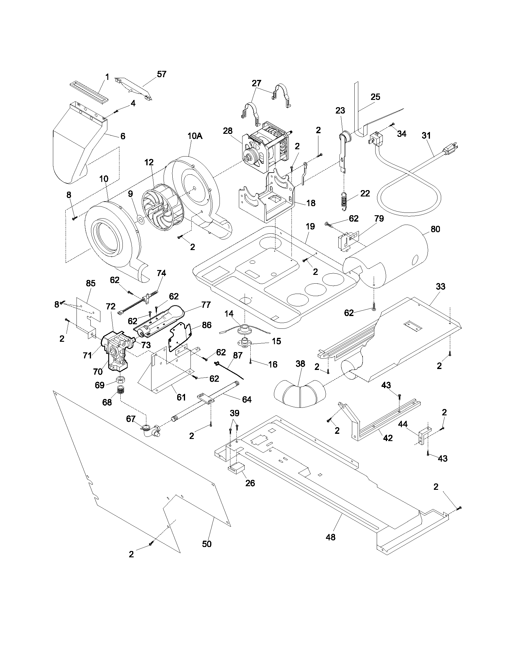Motor/blower/belt