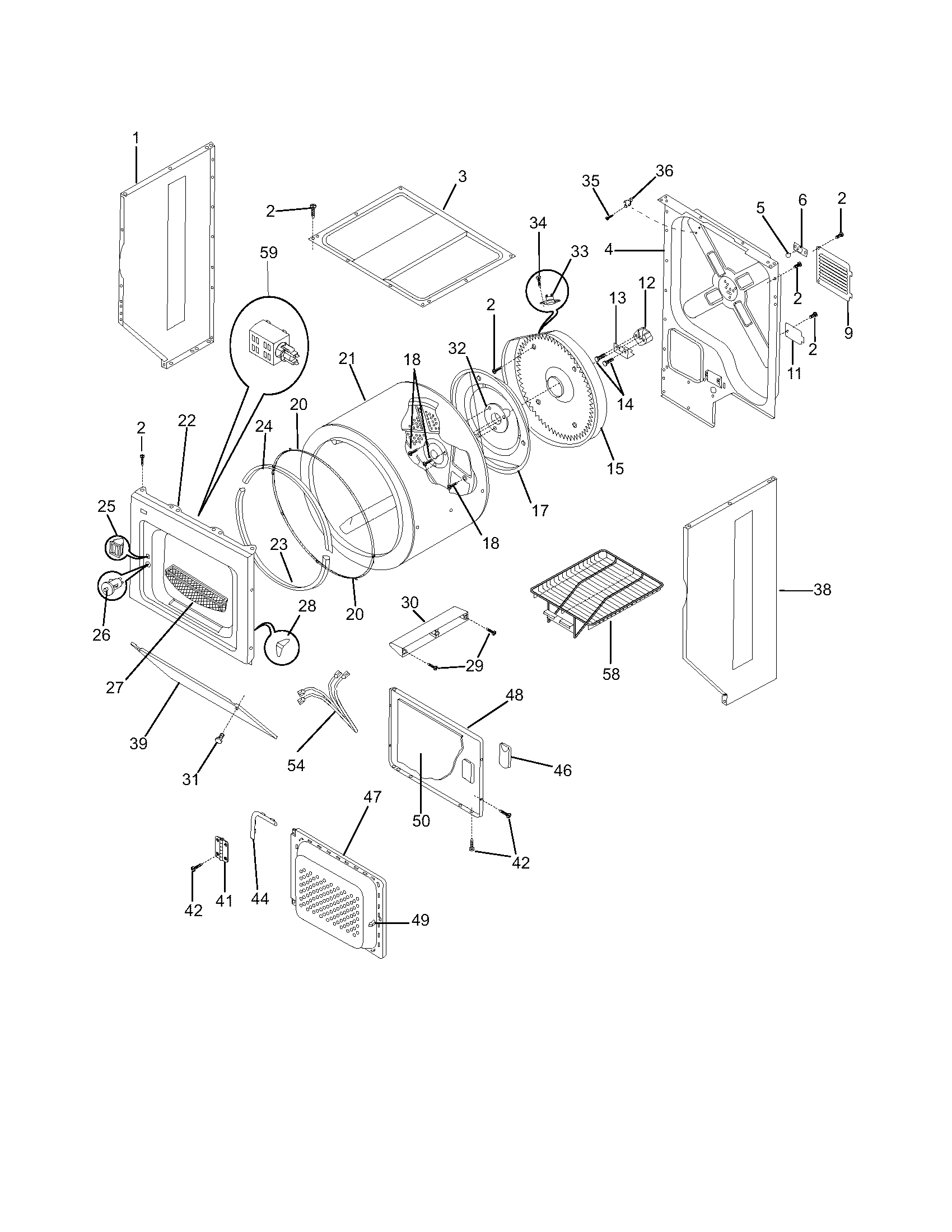 Upper cabinet/drum heater