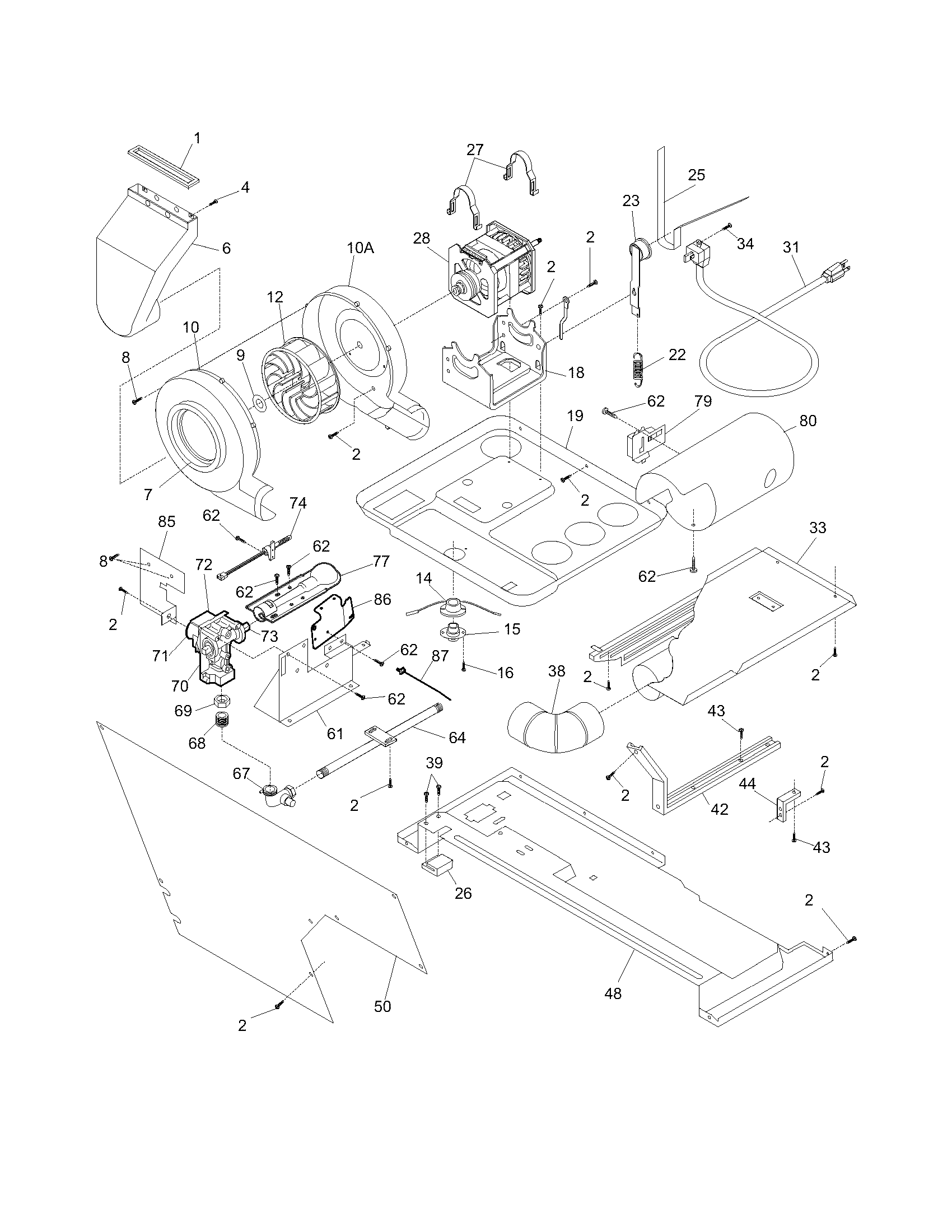 Motor/blower/belt