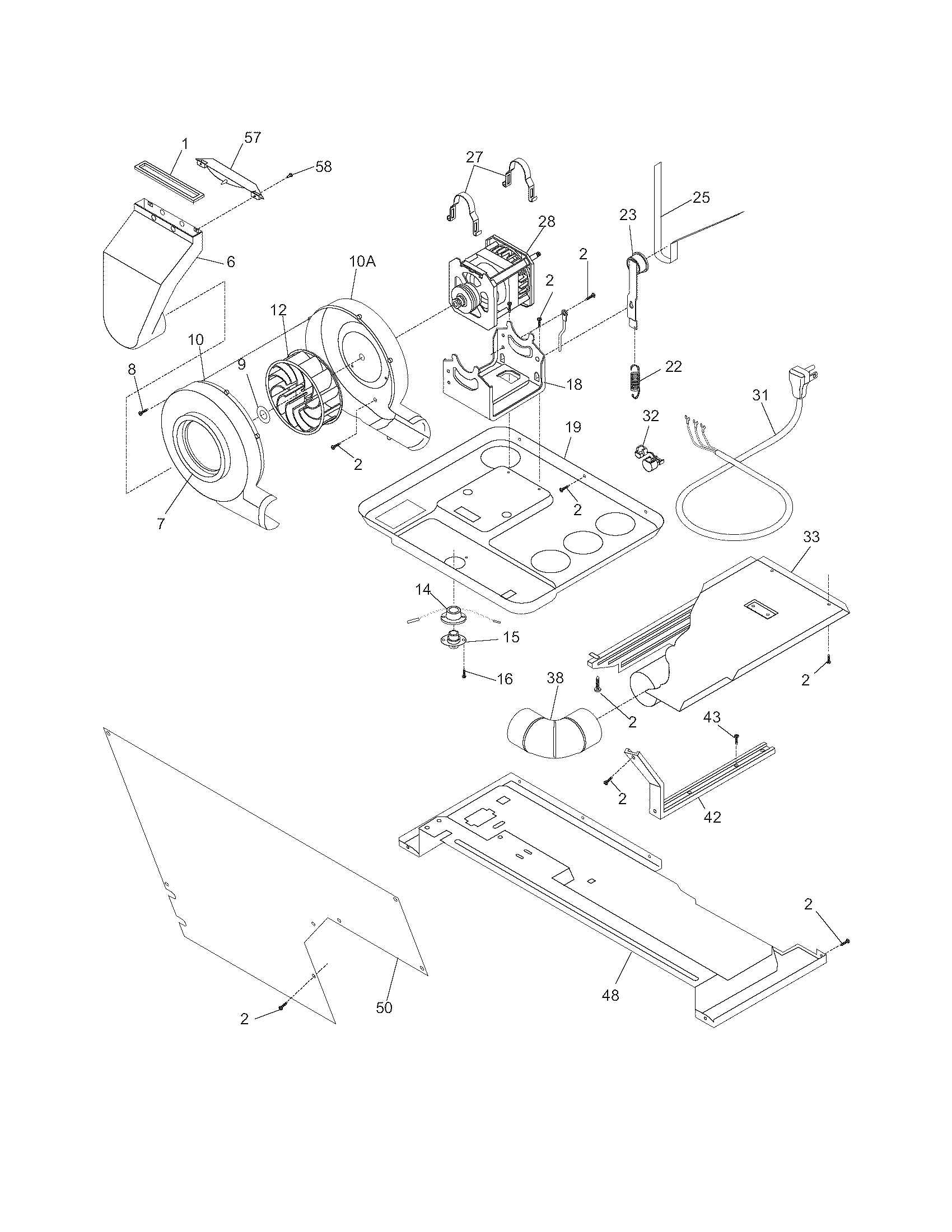 Motor/blower/belt