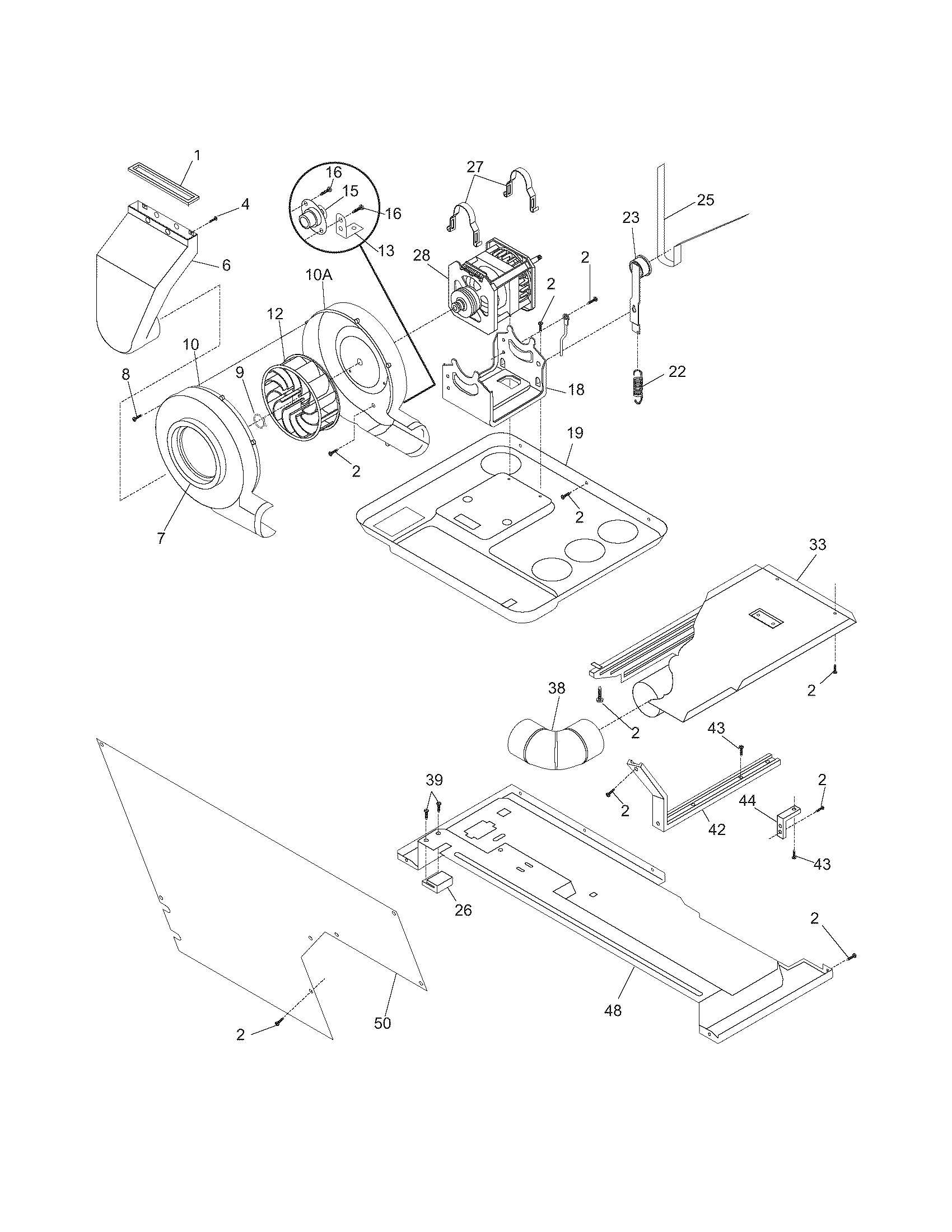 Motor/blower/belt