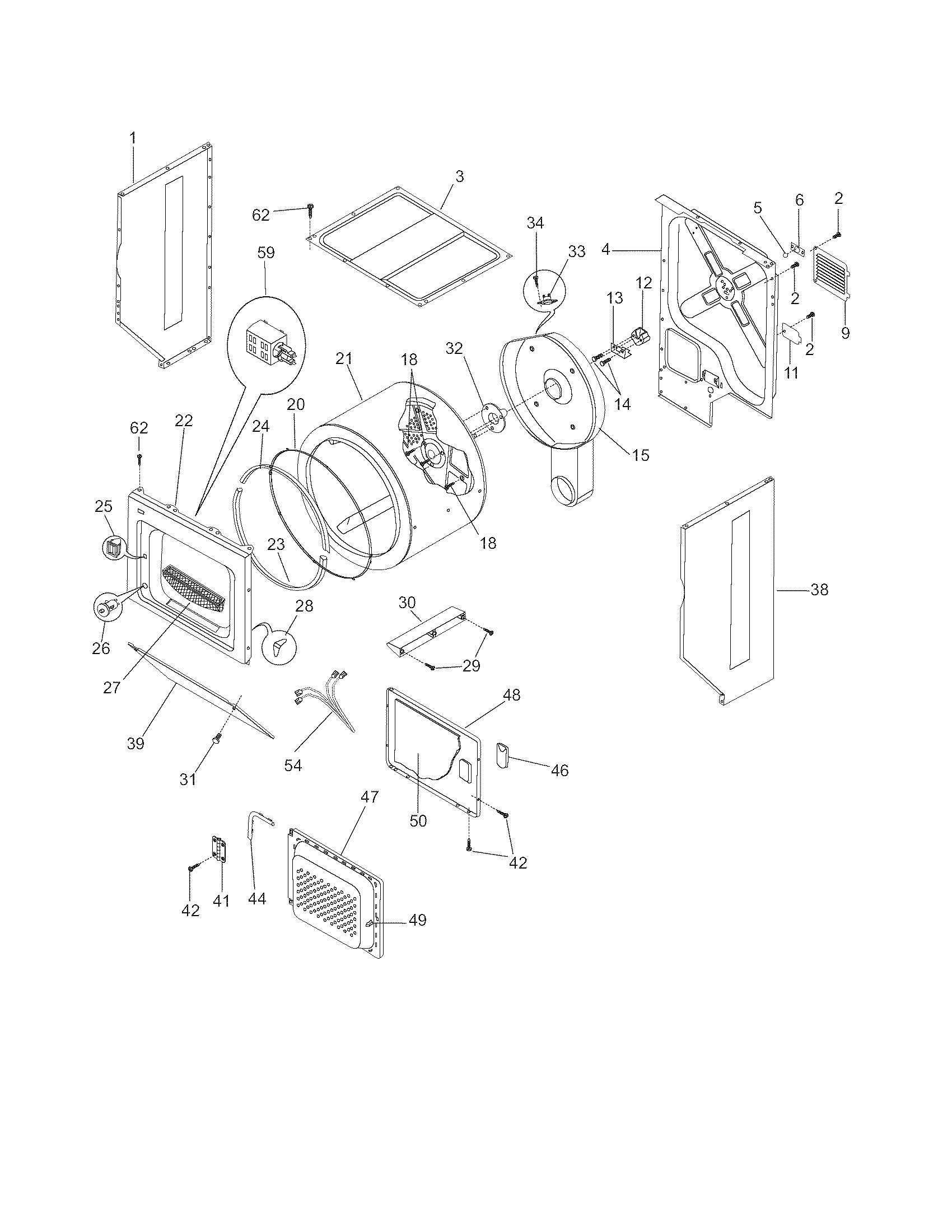 Upper cabinet/drum heater