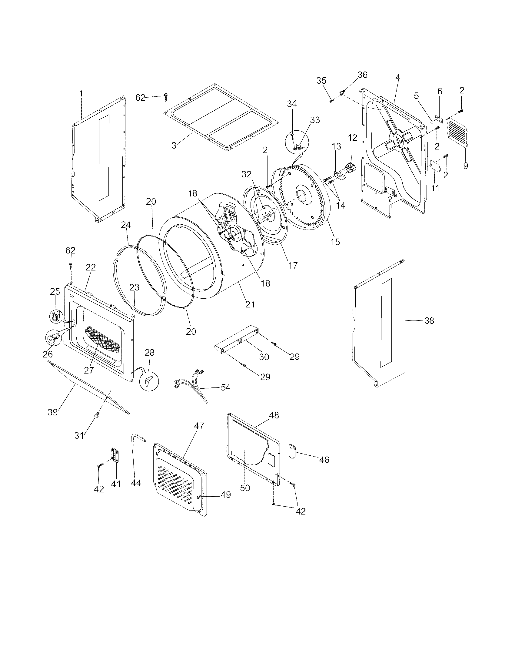 Upper cabinet/drum heater