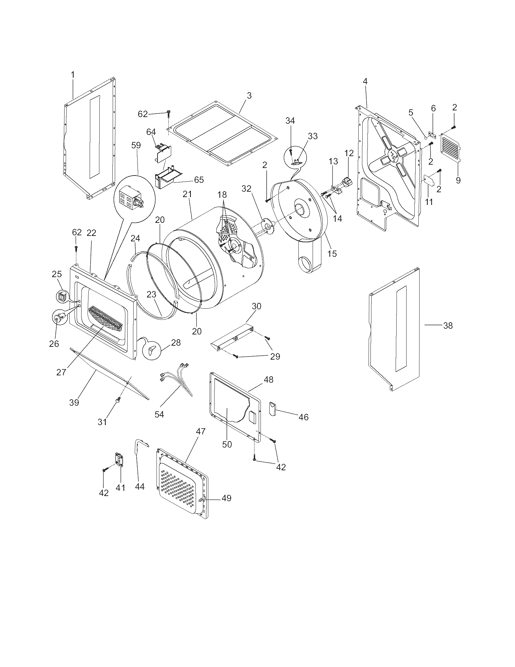Upper cabinet/drum heater