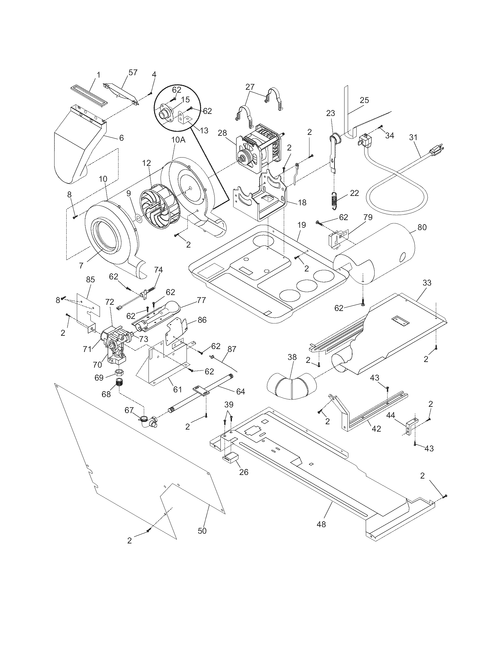 Motor/blower/belt